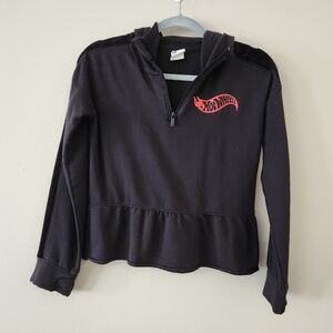 All in motion black peplum sweater girls size XL hot wheels logo longsleeve